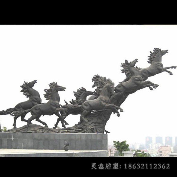 抽象群马小区动物铜雕