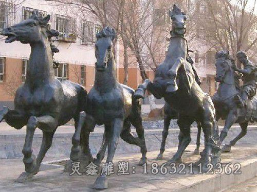 抽象群马别墅动物铜雕