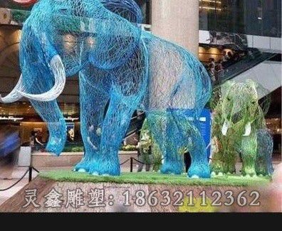 不锈钢镂空大象城市雕塑