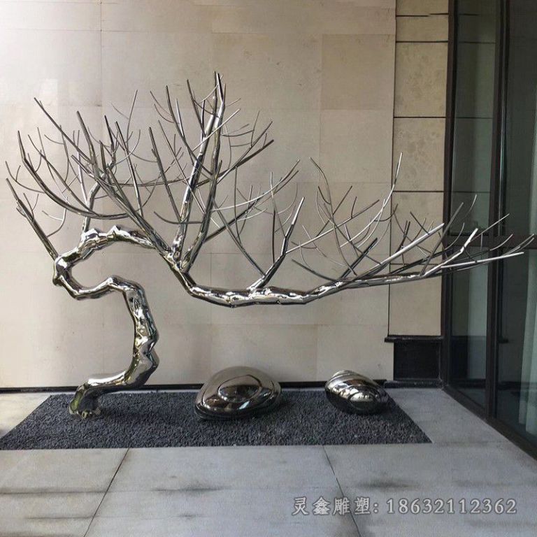 不锈钢镜面树枝城市雕塑