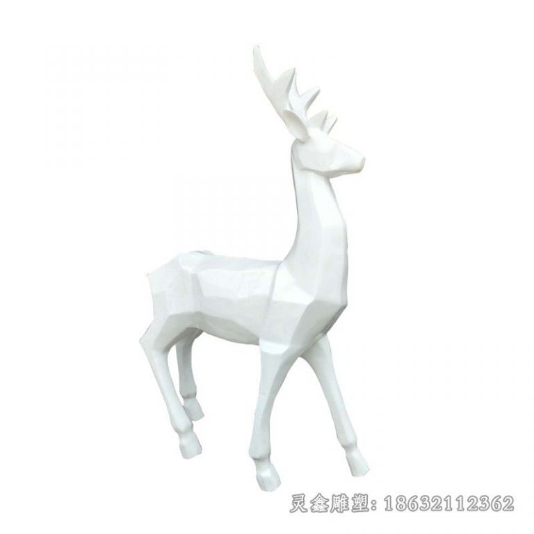 白色小鹿校园不锈钢雕塑