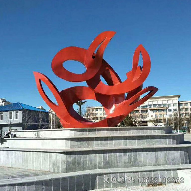 红色飘带广场不锈钢雕塑