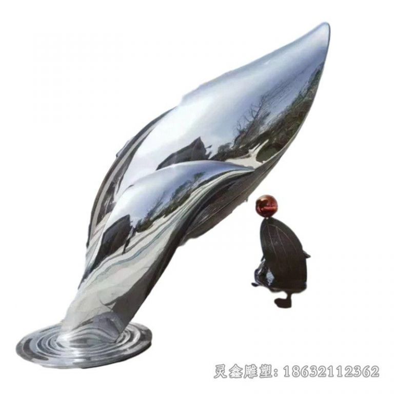镜面海豚不锈钢广场雕塑