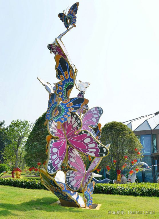 彩绘蝴蝶不锈钢城市雕塑