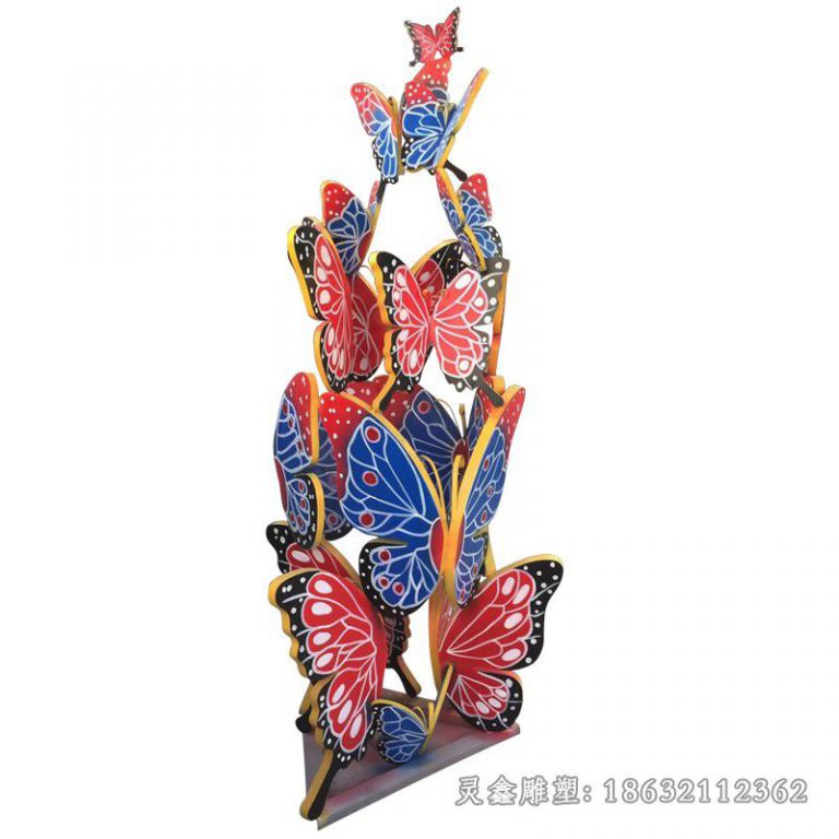 彩绘蝴蝶不锈钢庭院雕塑