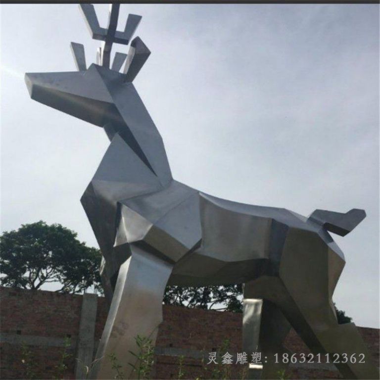 几何小鹿抽象不锈钢雕塑
