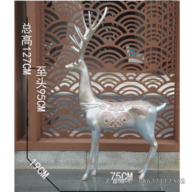 彩绘镜面小鹿不锈钢雕塑