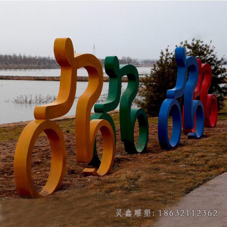 不锈钢自行车校园雕塑