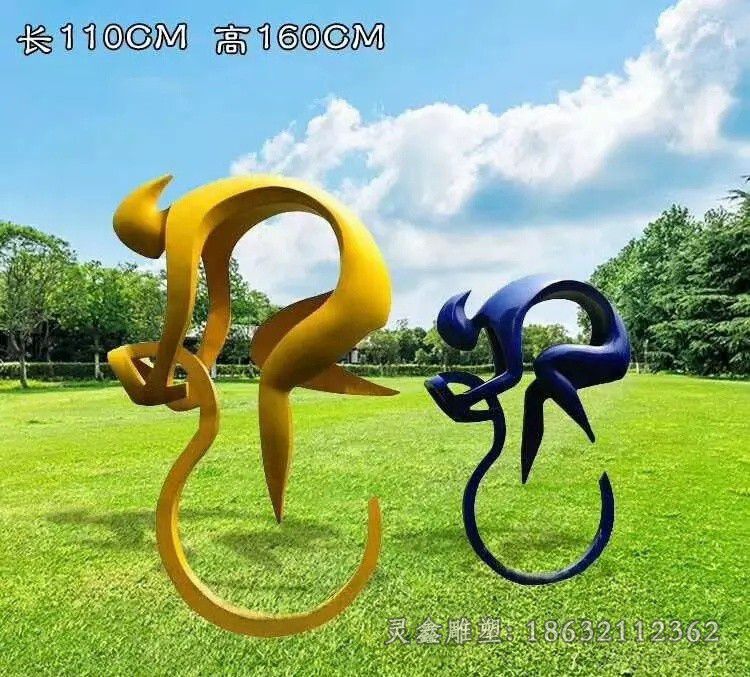 彩绘不锈钢自行车景区雕塑