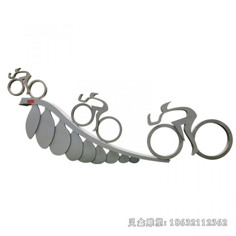 镜面不锈钢自行车城市雕塑