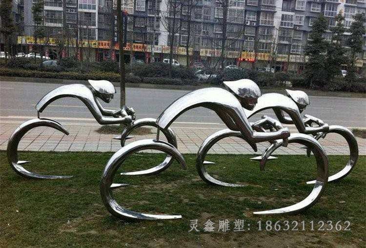 镜面不锈钢自行车小区雕塑