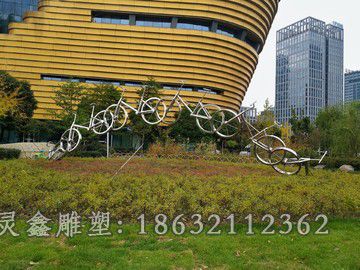 镜面不锈钢自行车景区雕塑