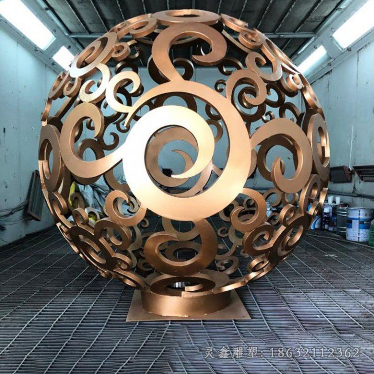 彩绘镂空球广场不锈钢雕塑