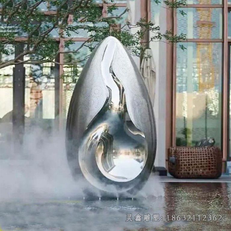 镜面水滴不锈钢景区雕塑