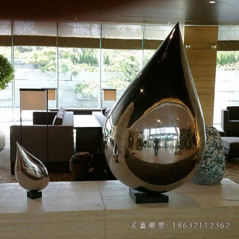 镜面水滴不锈钢商场雕塑