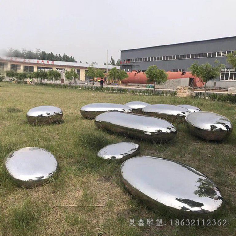 抽象鹅卵石广场不锈钢雕塑
