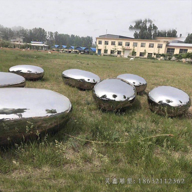 抽象鹅卵石校园不锈钢雕塑