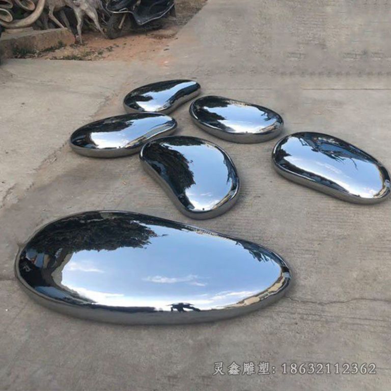 抽象鹅卵石街边不锈钢雕塑