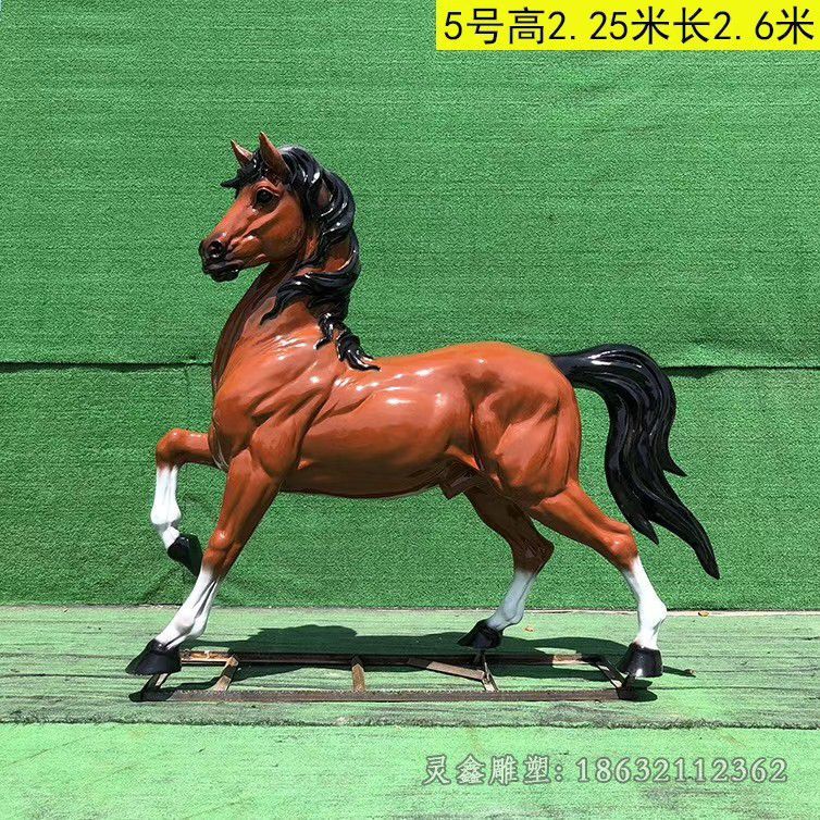 红铜色马校园景观铜雕