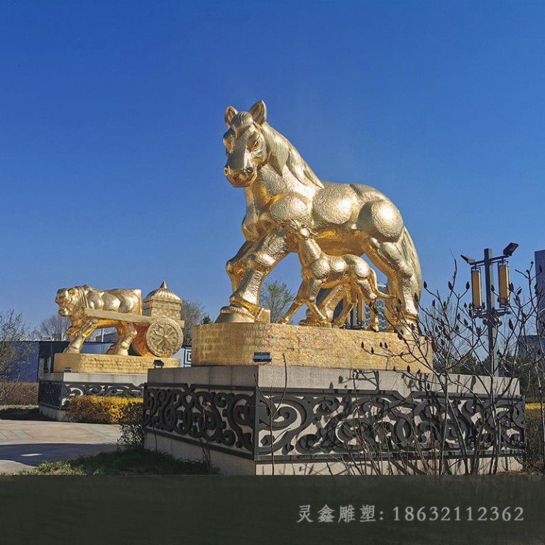 动物马街边景观铜雕
