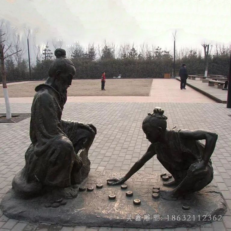 古人下象棋广场景观铜雕