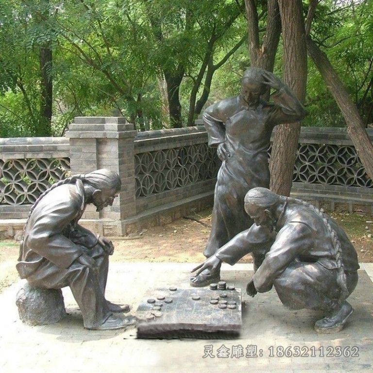 古人下象棋城市景观铜雕