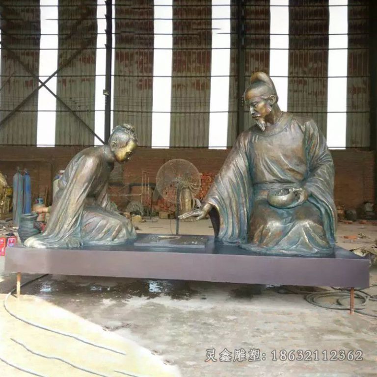 古人下象棋校园景观铜雕