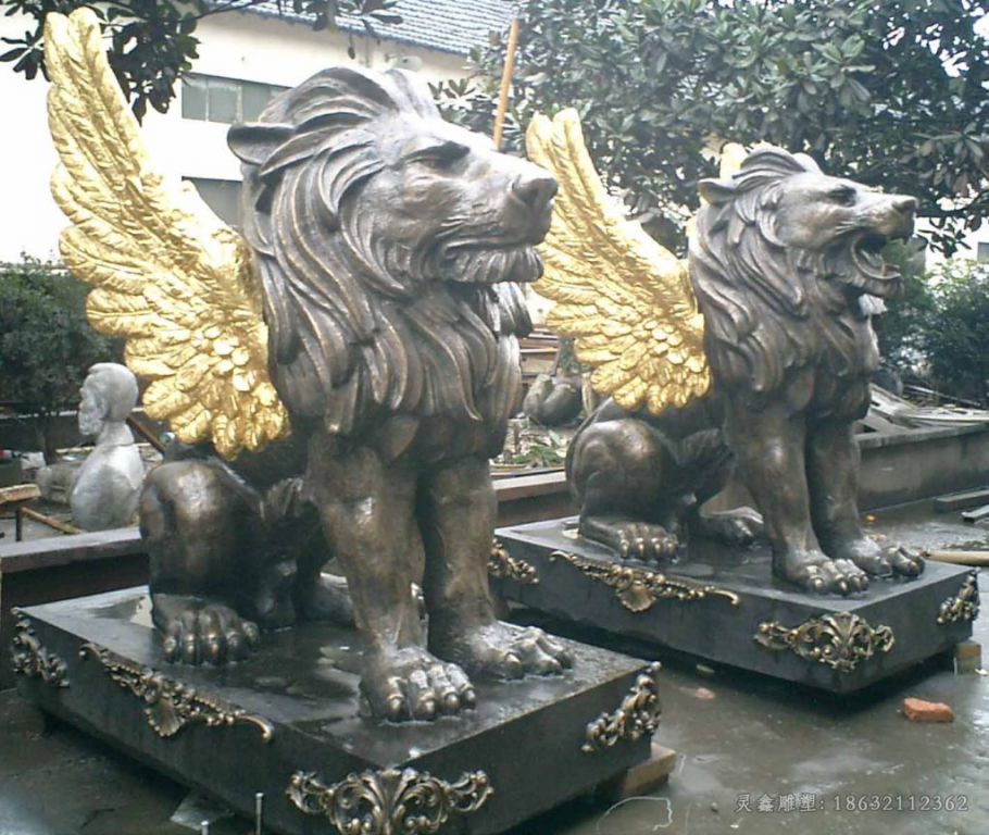 展翅狮子公园景观铜雕