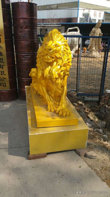 金色狮子城市动物铜雕