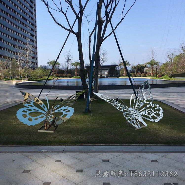 抽象蝴蝶庭院不锈钢雕塑
