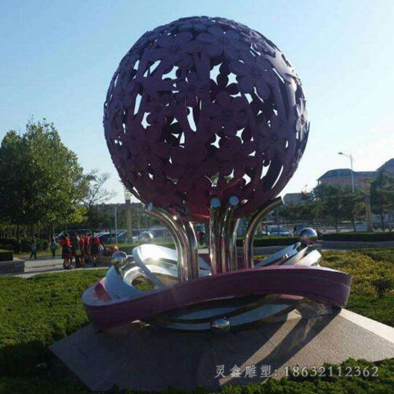 抽象镂空球标志不锈钢雕塑