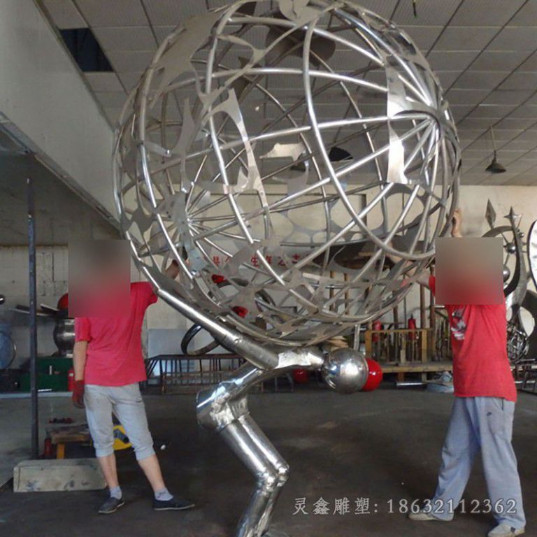 抽象镂空球不锈钢城市雕塑
