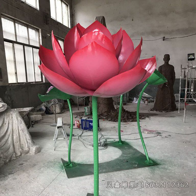 不锈钢彩绘荷花景区雕塑