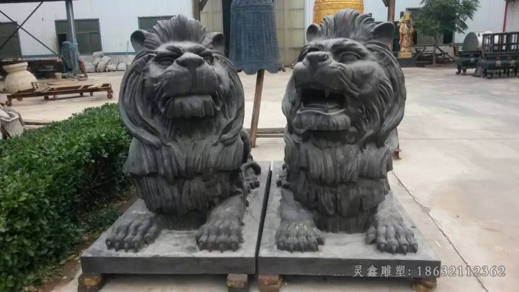 趴姿狮子动物广场铜雕