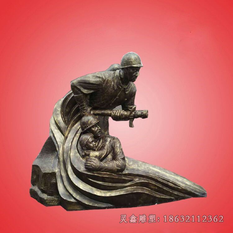 喷水消防员园林人物铜雕
