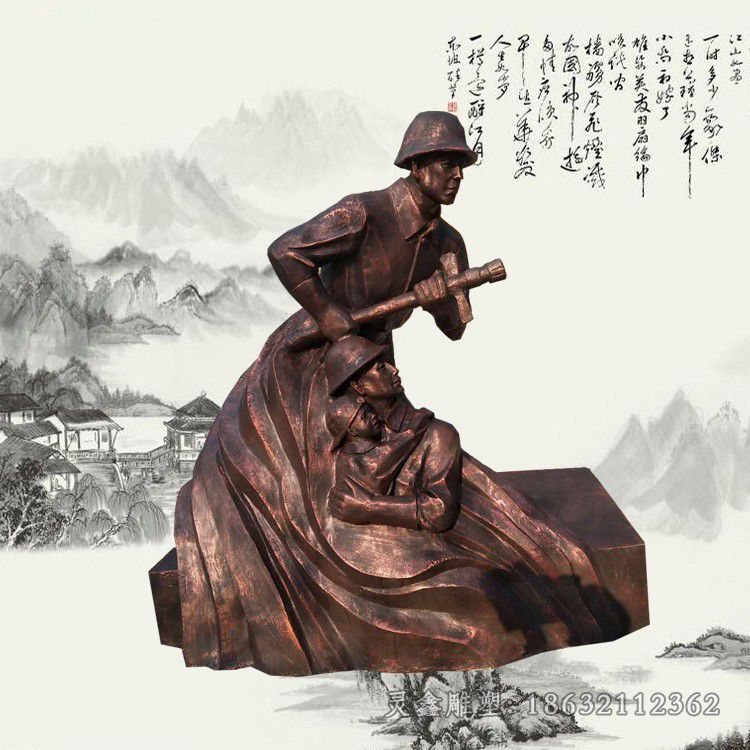 喷水消防员街边人物铜雕