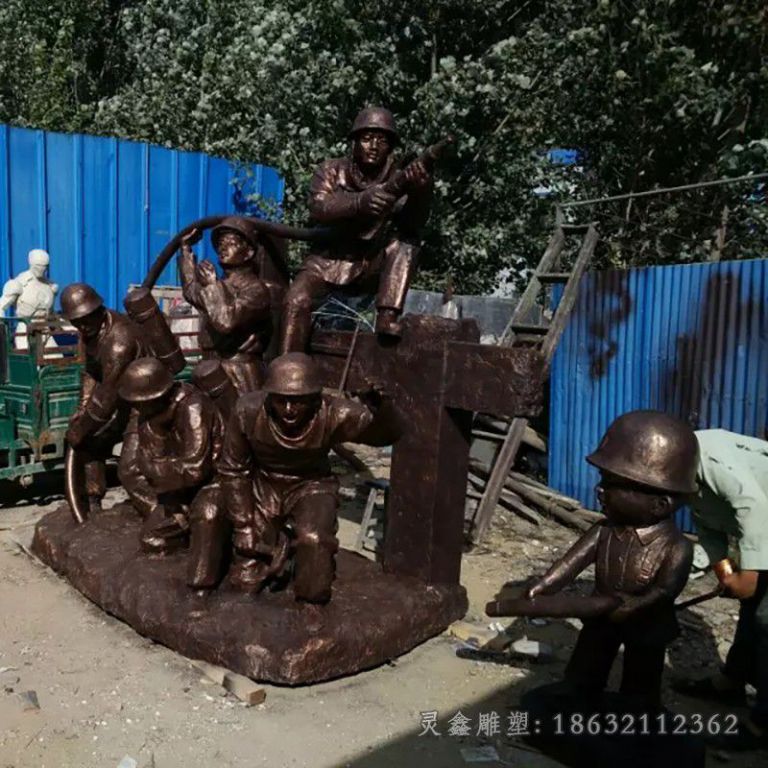 消防员景区景观铜雕