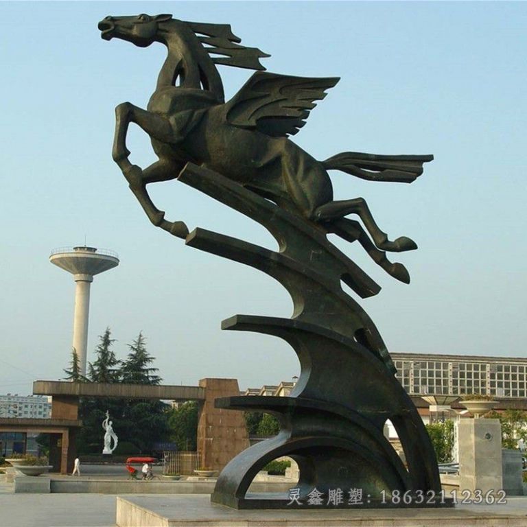 展翅马庭院动物铜雕