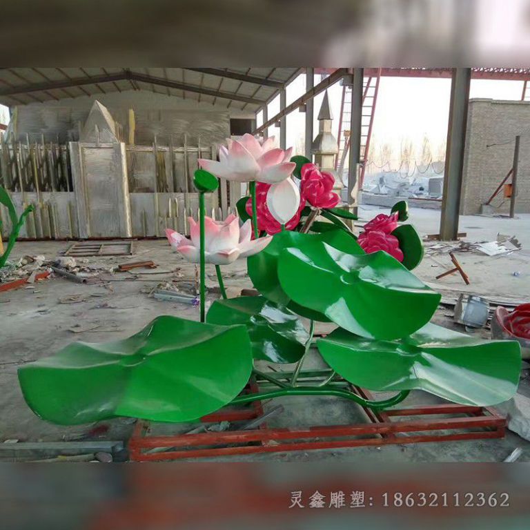 彩绘荷花商场不锈钢雕塑