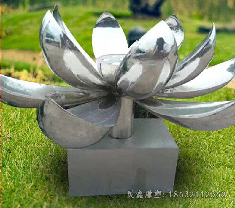 不锈钢镜面荷花公园雕塑