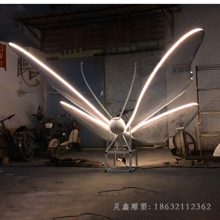 不锈钢发光蝴蝶校园雕塑