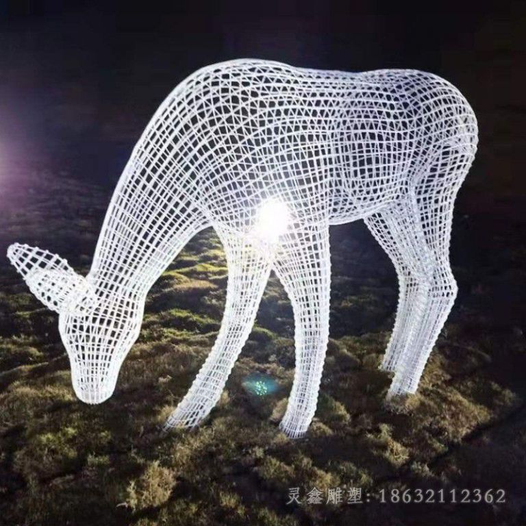 发光镂空鹿动物不锈钢雕塑