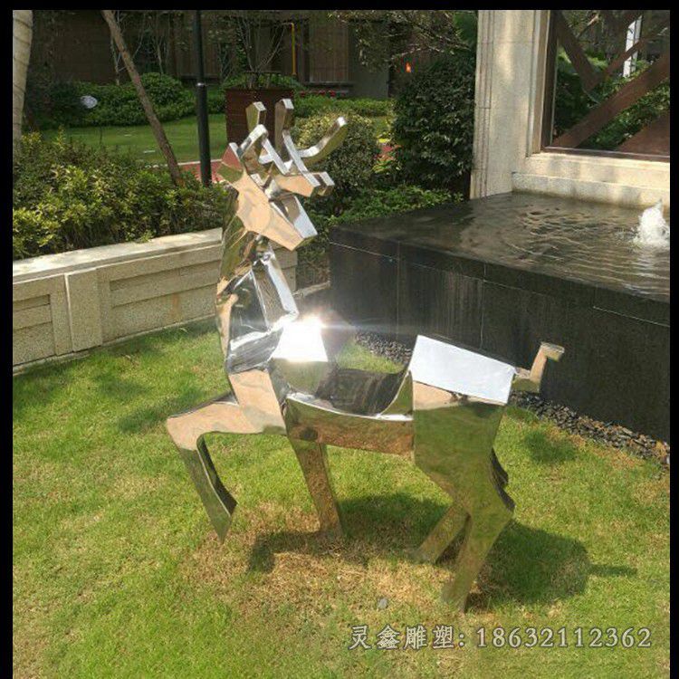 几何回头鹿不锈钢雕塑
