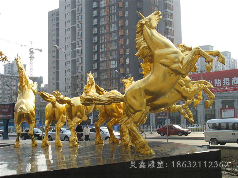 金马喷泉城市景观铜雕