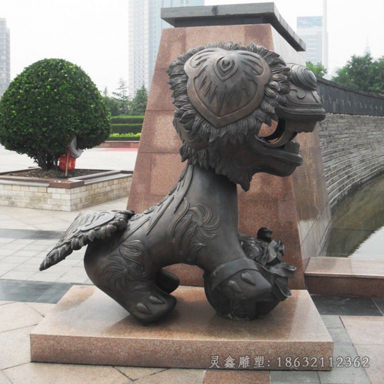抽象狮子广场动物铜雕