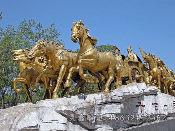 古代马车景观城市铜雕