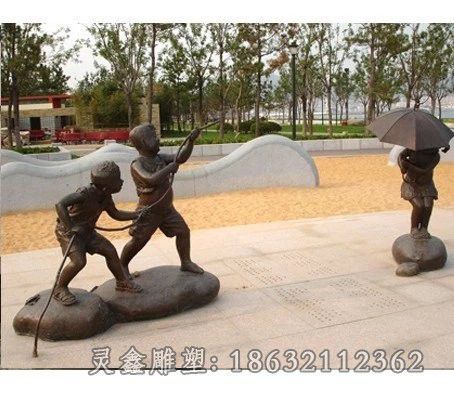 公园儿童嬉戏小品铜雕
