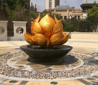 不锈钢金色荷花城市雕塑