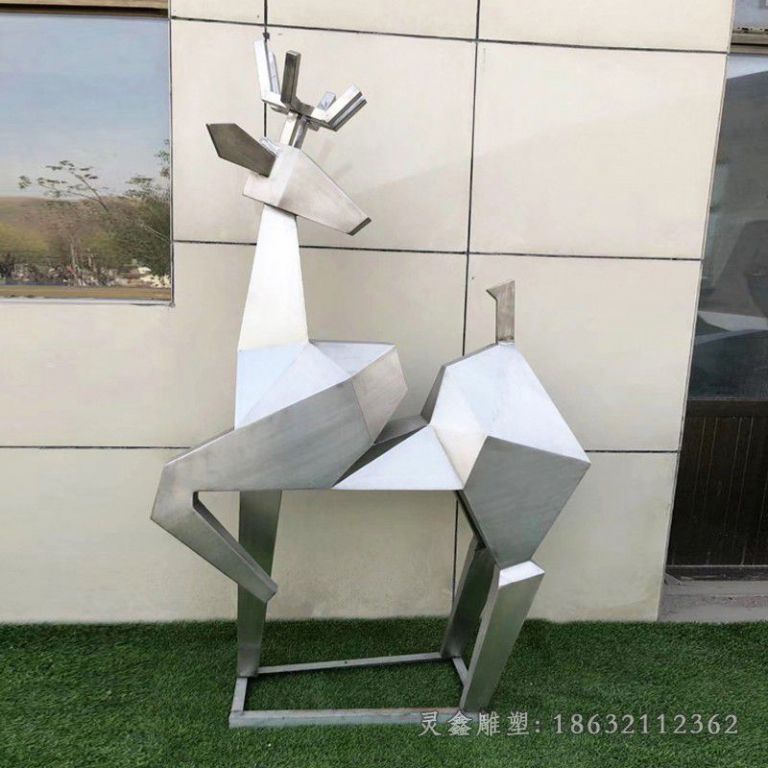 公园抽象鹿不锈钢雕塑