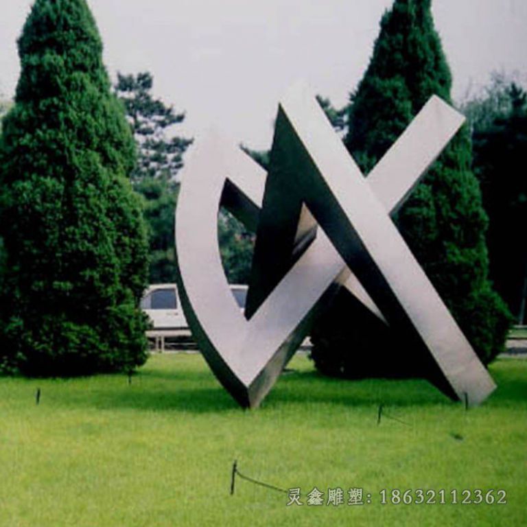 异形圆环校园不锈钢雕塑